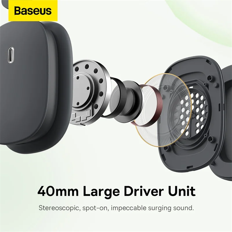 Baseus H1 Hybrid 40dB ANC беспроводные наушники 4-микс ENC Bluetooth 5 2 40 мм драйвер HiFi над