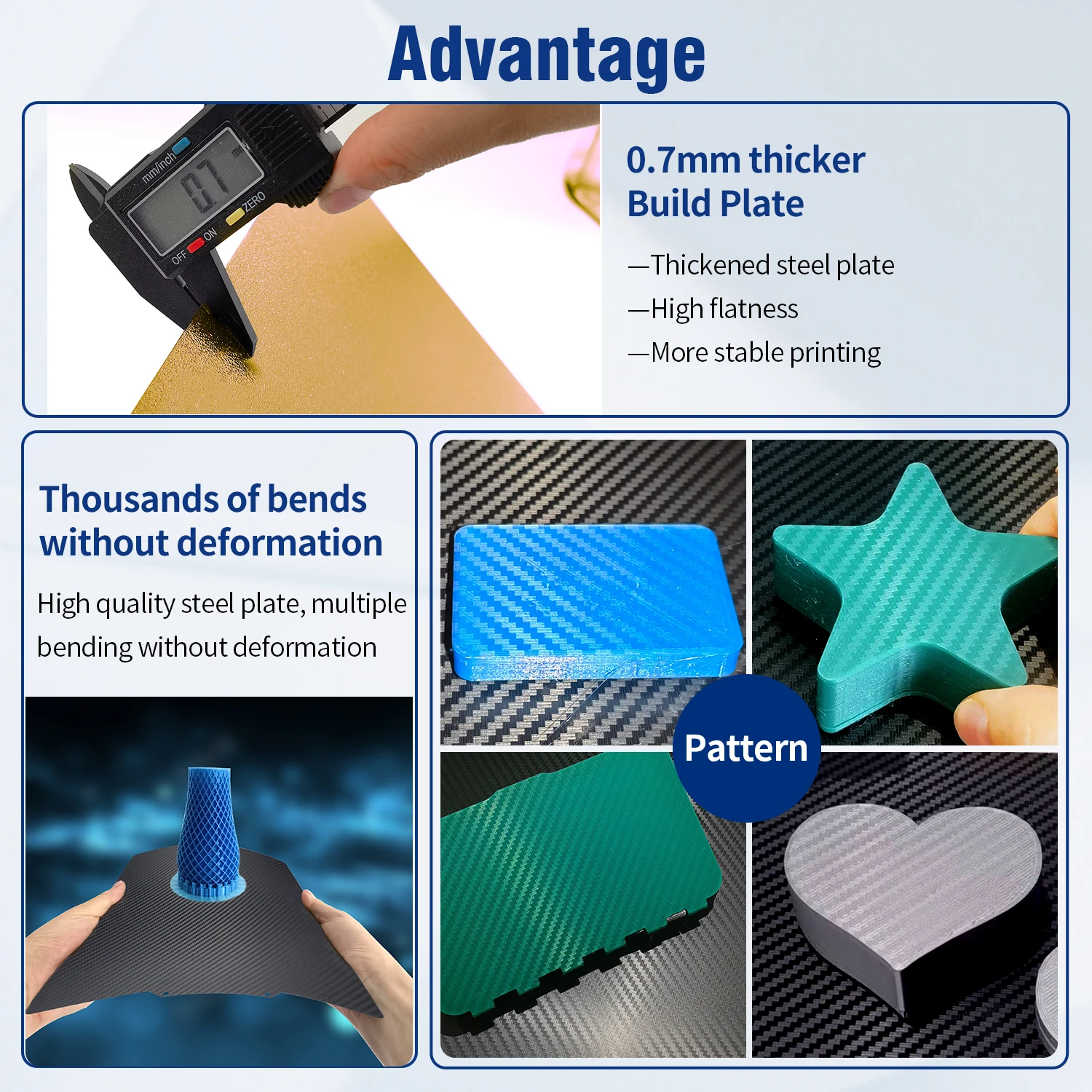 190x190 мм Prusa Mini двухсторонний текстурированный/гладкий лист PEI + зеркальная рабочая