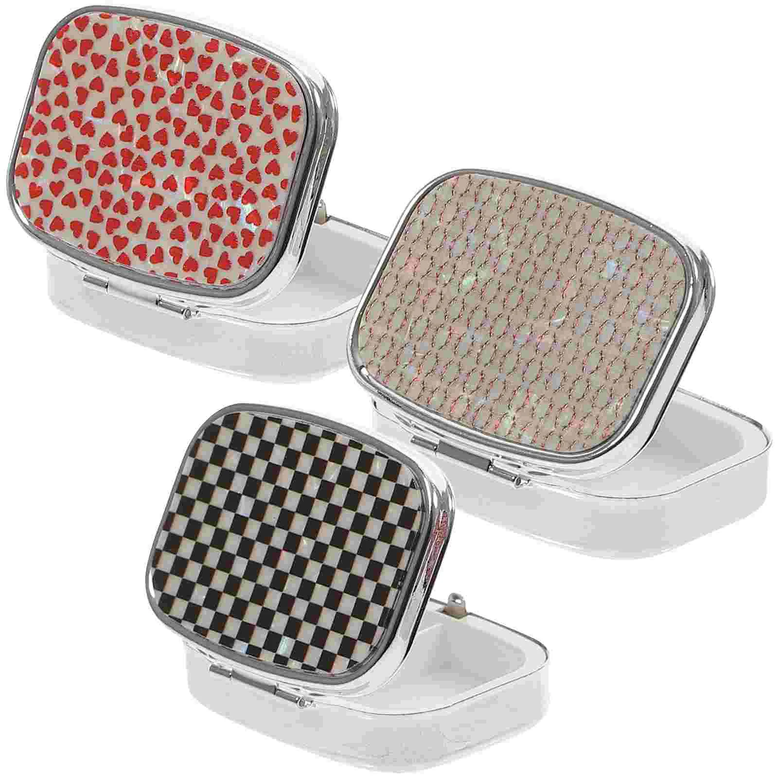 

3 Pcs Box Portable Medicine Organizer Carry Medicine Small Holder Zinc Alloy Container Holder Travel