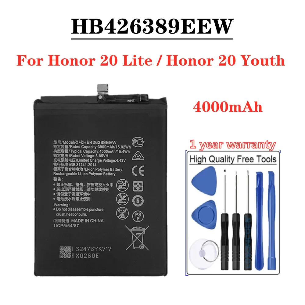 

4000mAh HB426389EEW Battery For Huawei Honor 20 Lite / Honor 20 Youth Edition High Quality Mobile Phone Battery + Tools In Stock