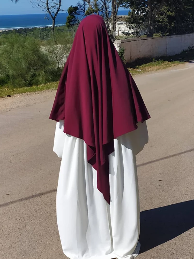 Eid Prayer Garment Long Khimar with veil Islamic Women Hijab Sleeveless Tops Abaya Jilbab One Piece Ramadan Muslim Arab Clothing