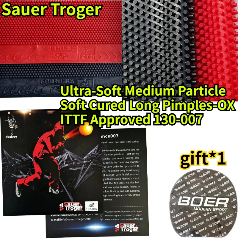 Фото Накладка для настольного тенниса OX Long Pimples Super Soft Medium Particle Sauer Troger Dancer 007, резина для пинг-понга, антиспин, ITTF №1