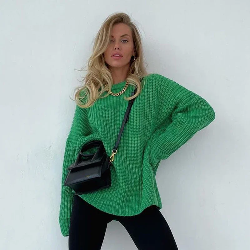 Mingmingxi осень-зима свободный свитер пуловеры модный оверсайз черные модные