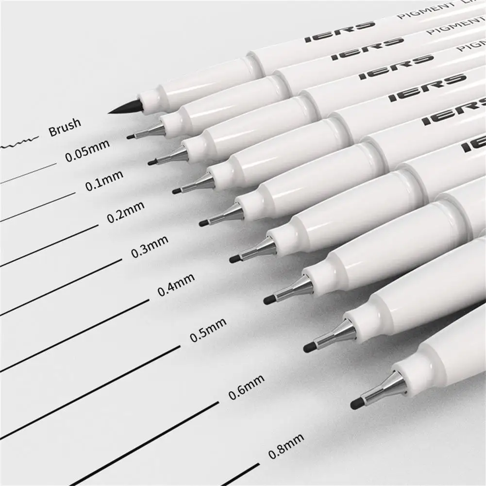 

9pcs Precision Micro-Line Pens Brush Combo Set Anime Clothing Architectural Design Drawing Pen Kit For Students
