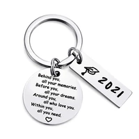 2021 graduation gift behind you all you memorie stainless steel keyring keychain charms women jewelry accessories pendant