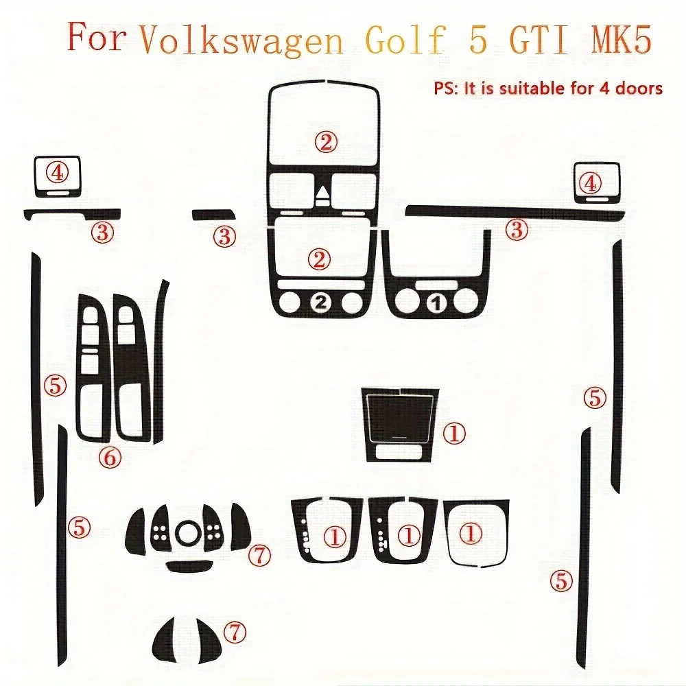 Фото Для Volkswagen Golf 5 GTI MK5 4-дверный интерьер с центральным управлением 3D 5D наклейки из углеродного волокна наклейки аксессуары для стайлинга автомобилей №1