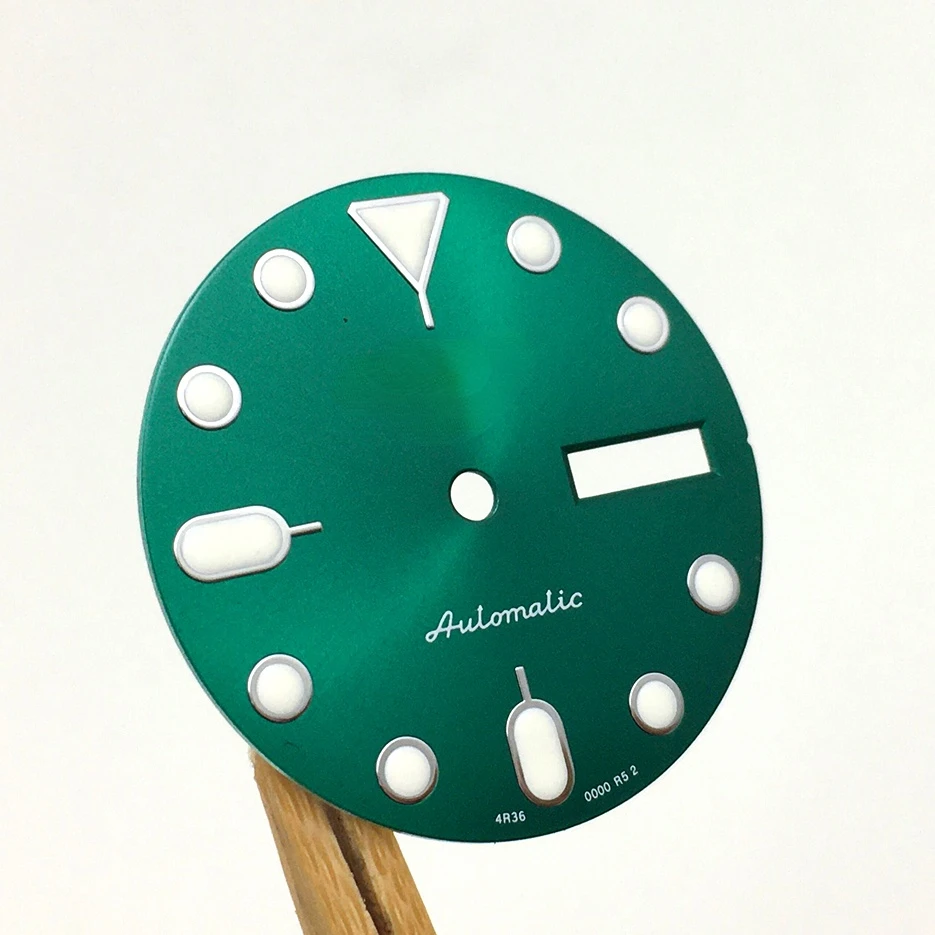 S 28.5mm Watch Dial Replacement  Modified Dial Double Calendar Literally Suitable for NH36A Movement SK007 Double Calendar Green