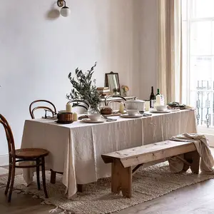 Nappe rectangulaire en tissu jaune coton lin, nappe de table à thé, tapis  de table, bureau et autres nappes de maison - AliExpress