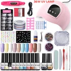 Лампа для сушки гель-лака LILYCUTE, 7 мл, УФ гель лак для ногтей светодиодный, 124 шт., набор для удаления замачивания, базового и топового покрытия, электрическая дрель для ногтей