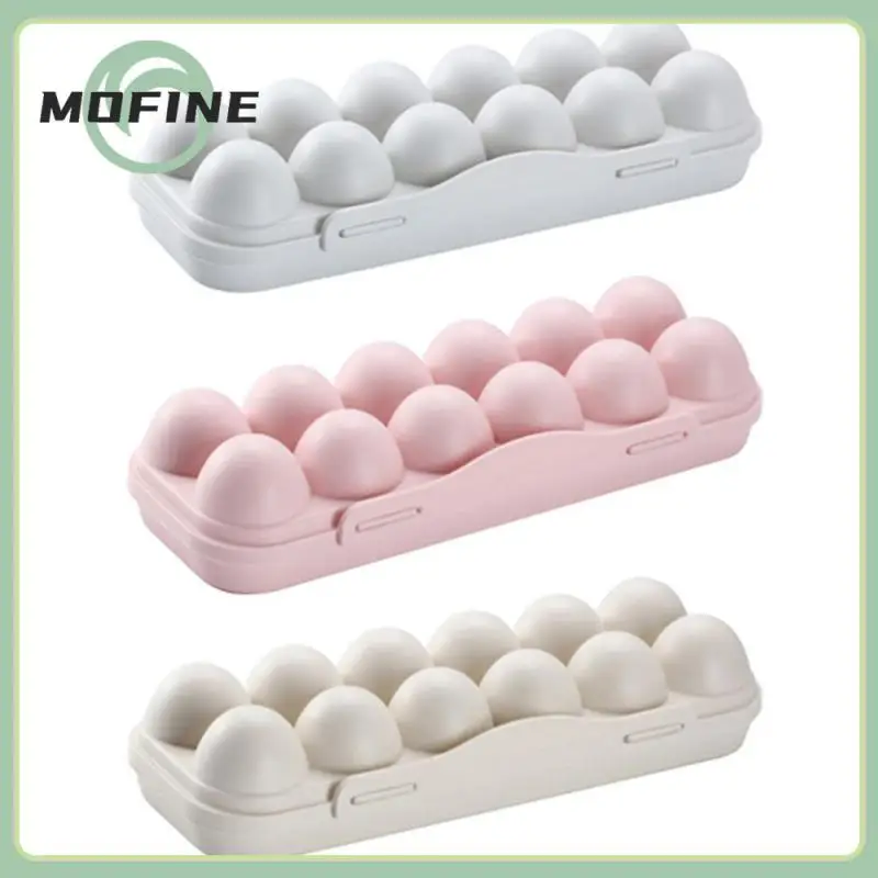 

12-compartment Egg Storage Box With Lid Snap-on Stackable Tray Refrigerator Storage Rack For Kitchen Organization Gadgets Tools