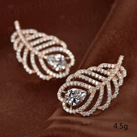 mifeiya classic hollow out leaves shape stud earrings with full rhinestone crystal aaa zircon for wedding engagement jewelry