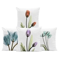 throw pillow cover modern transparent flowers tulips pillows case for living room spring floral decorative pillowcase home decor