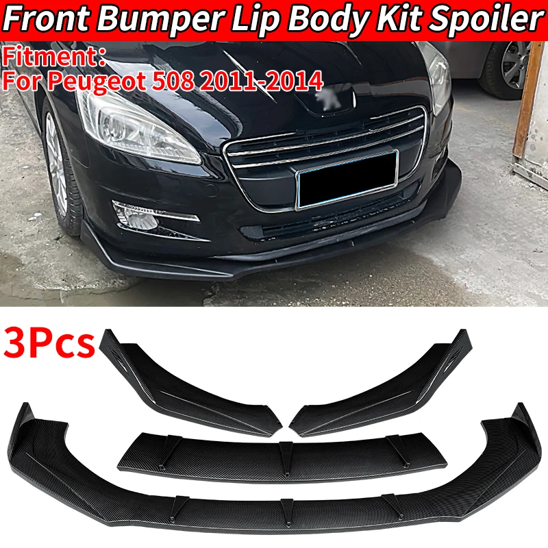 

For Peugeot 508 2011-2014 Modified Splitter Deflector Front Bumper Spoiler Protector Plate Lip Body Kit Chin Shovel Carbon Fiber