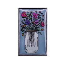 transparent glass jar with beautiful flowers jewelryfashionable creative cartoon brooch lovely enamel badge clothing accessories