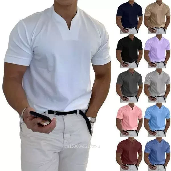 

NEW IN Business Short Sleeve Fitness T Shirt V Neck Short Sleeve Men Slim Fit Skinny Casual Summer Camisetas Hombre Dropship