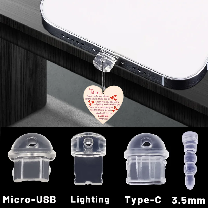 5Pcs DIY Dust Plug for IPhone Type C Micro Transparent Charging Port 3.5mm Earphone Jack Plug Stopper Android Dust-proof Plugs