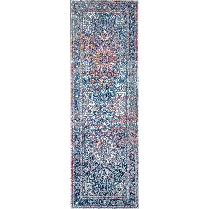 

Mesmerizing Hand-Knotted 2' x 6' Medallion Vintage Blue Runner Rug for Your Home Decor
