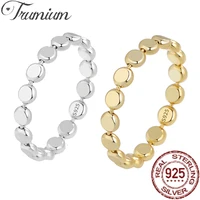 trumium s925 sterling silver ring for women minimalist fine jewelry geometric flat round beads simple stackable finger ring 925