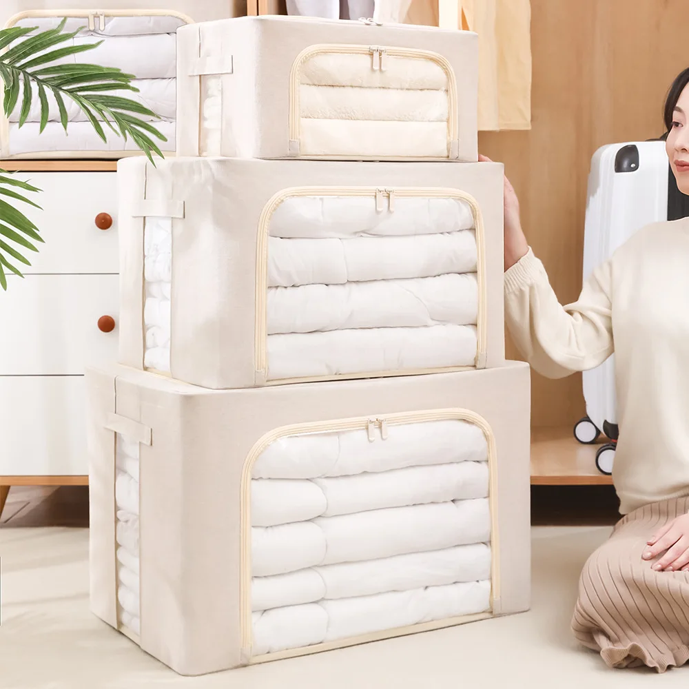 

Large Capacity Clothes Storage Boxs Home Organizer Bag Comforter Blankets Foldable Bedding Closet Container with Clear Window
