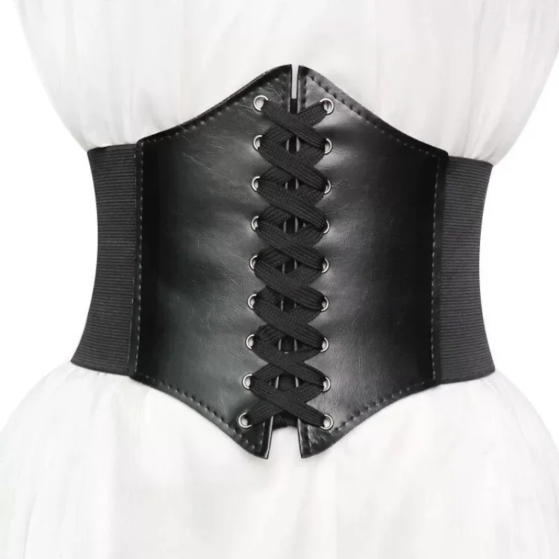 

High Versatile Tight Slimming Waist Belts Daily Fashion Wide Shaping Leather Girdle Corset for Bustier Women Belt Faux Elastic