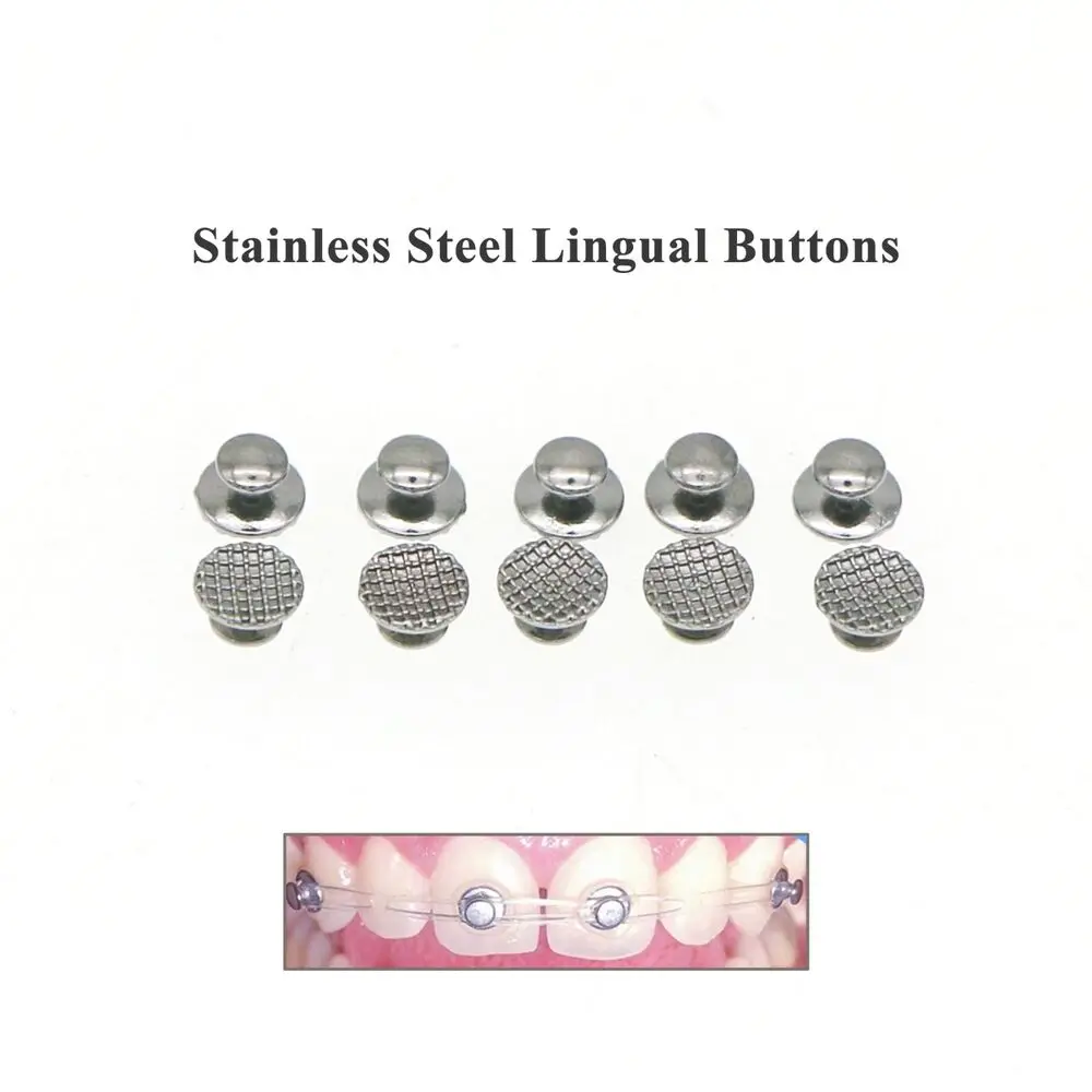 

100Pcs Dental Orthodontic Bondable Metal Lingual Button Round Mesh Base
