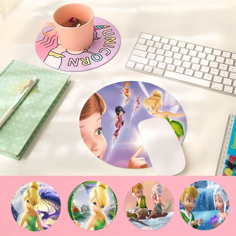 

Disney Tinker Bell Animation Round Desktop Desk Mat Kawaii Gaming Accessories Students Writing Pad Mouse Pad Writing Desk Mats