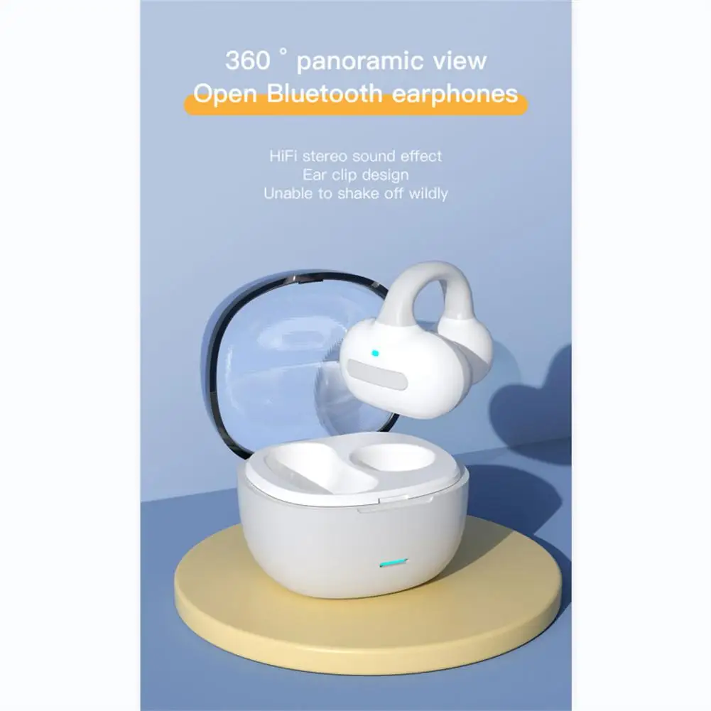 

G8 Ear Clip Bluetooth V5.1 Headphone Wireless Bone Conduction Earphone Single Ear Stereo ENC Noise Reduction Headset 10h Standby