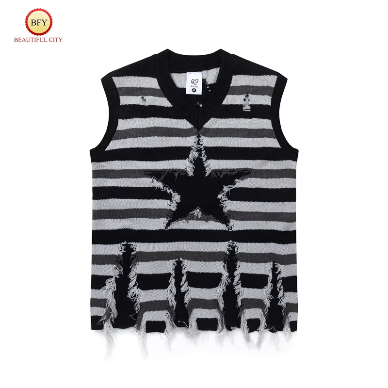 Вязаный жилет с V-образным вырезом без рукавов