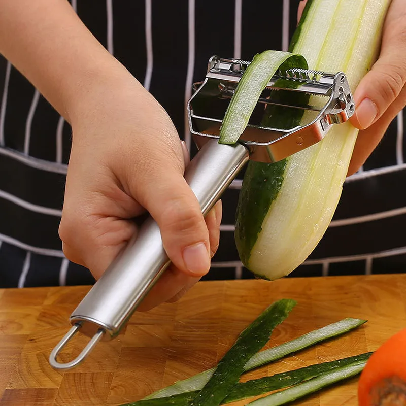 

Stainless Steel Kitchen Vegetable Peeler Melon Planer Double-Head Peeler Household Multiple-Function Fruit And Vegetable Peeler