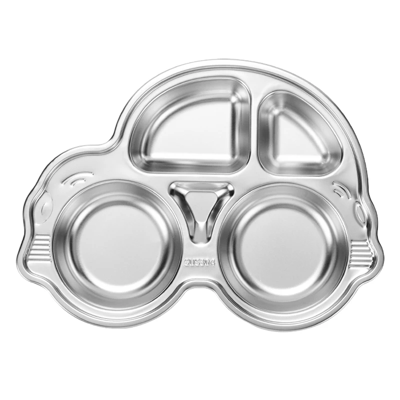 

304 Stainless Steel Children's Dinner Plate Compartment Separate Cute Baby Cartoon Kindergarten School Canteen Fast Food Plate
