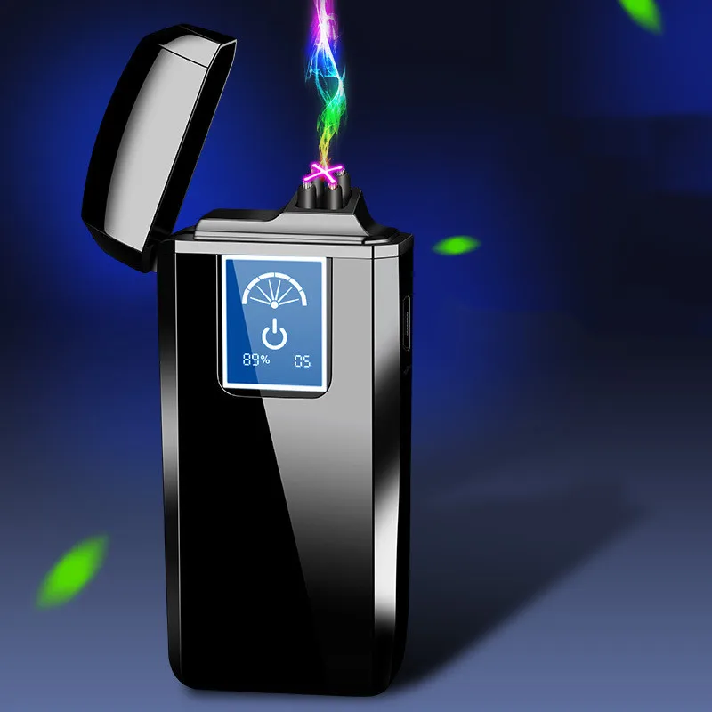 

Новинка, электрическая уличная ветрозащитная зажигалка с двойной дугой и USB, плазменная зажигалка с умным ЖК-дисплеем и сенсорным датчиком, ...