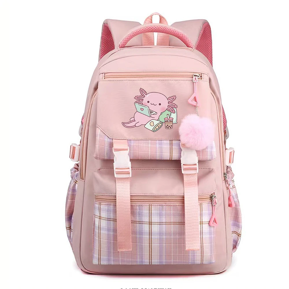 Милый рюкзак Аксолотль с принтом рюкзаки для девочек школьная сумка