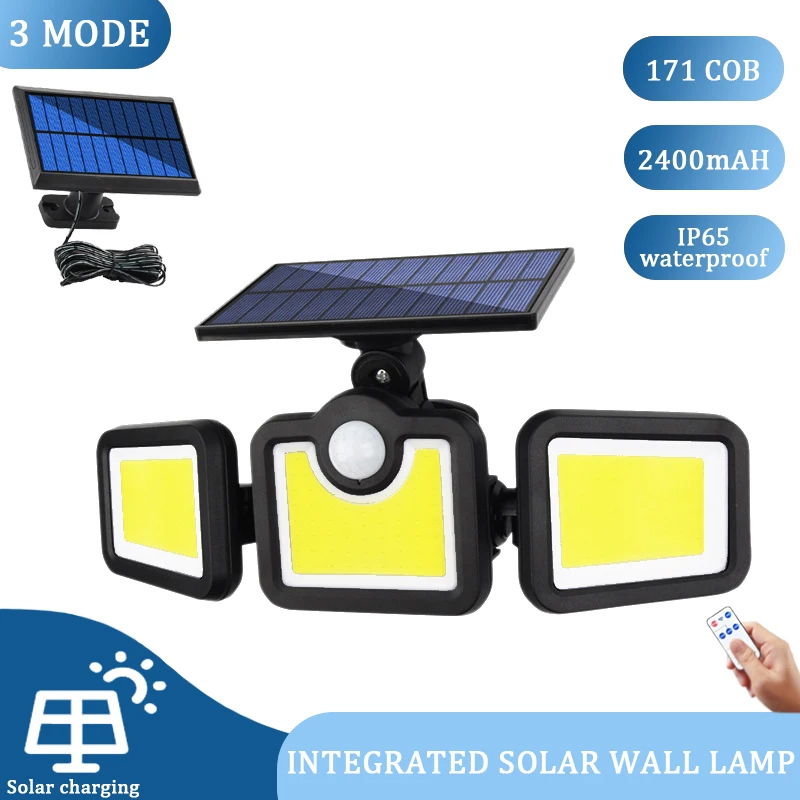 

Outdoor Solar Light LED Split Adjustable Wall Lamp Safety LED Floodlight IP65 Waterproof 3 Working Modes Solar Garden Light