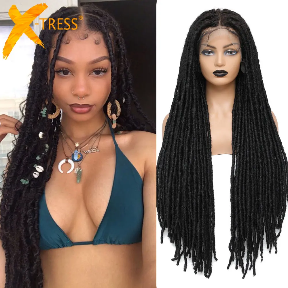 X-TRESS Synthetic Lace Front Braided Wig Full Lace Frontal Faux Locs 32