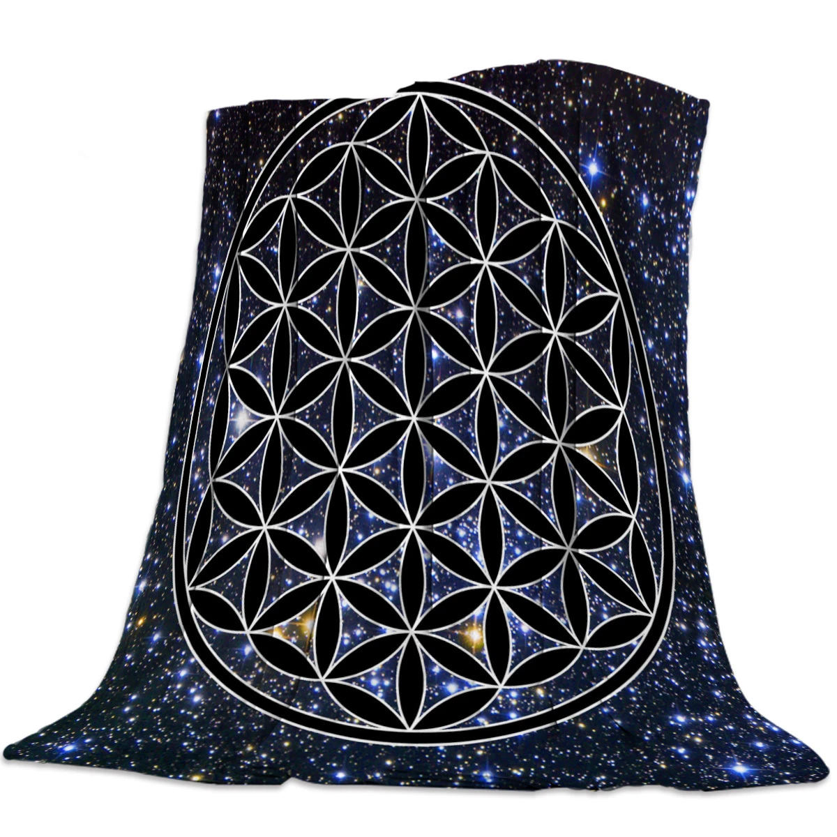 

Soft Throw Blankets for Sofa Plush Quilt Flower of Life Sacred Geometry Star Cluster Flannel Blankets Print Mandala Religious