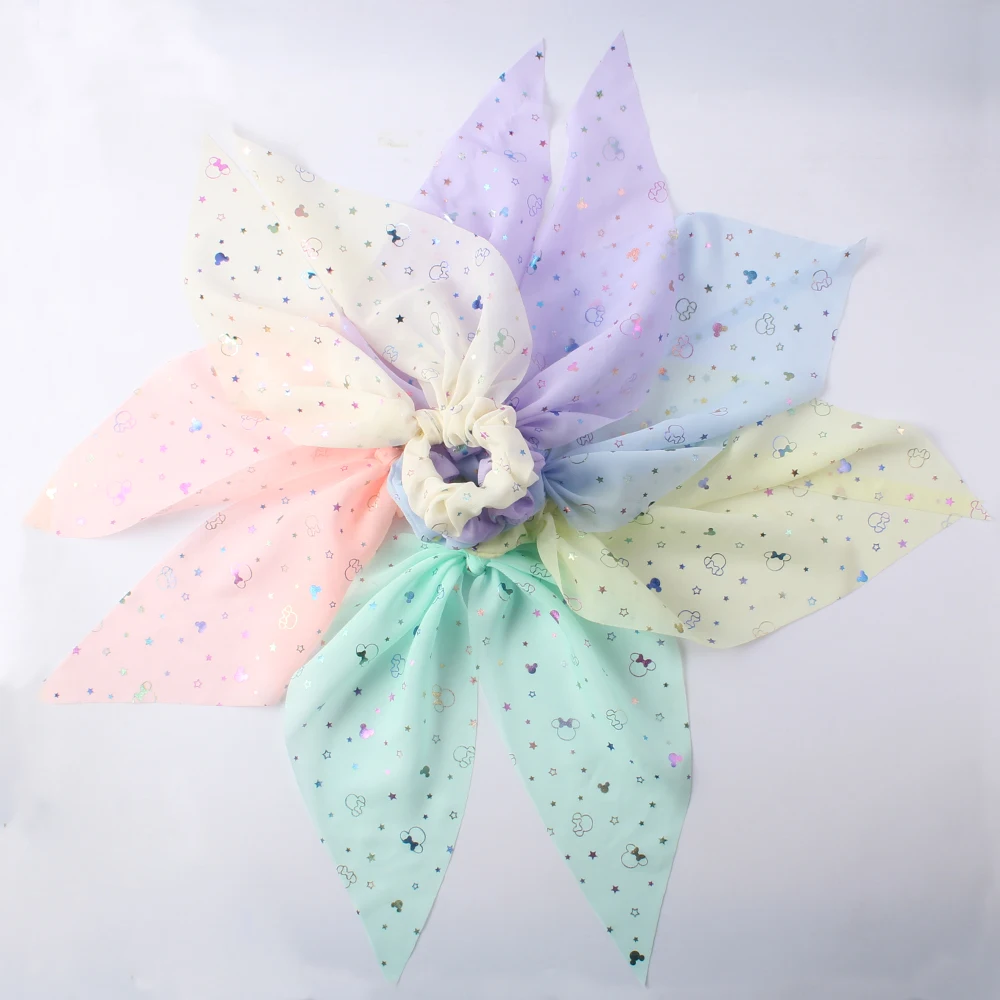 Женская длинная шифоновая лента с блестками модная мягкая резинка для волос 1 шт.