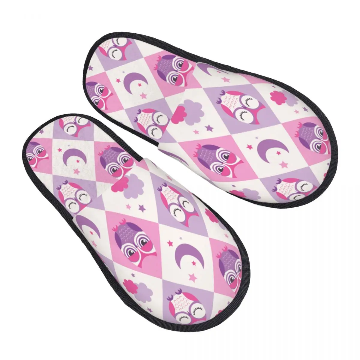 

Winter Women Men Non-Slip Flat Slippers Owls Birds Pattern (1) Indoor Fur Soft Warm Shoes