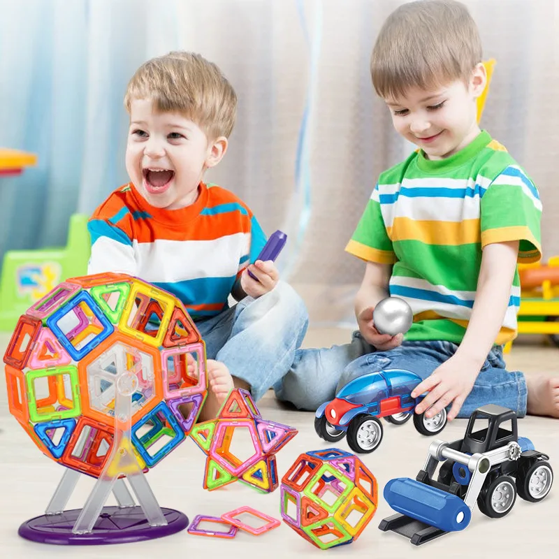 

79PCS Magnetic Building Blocks Toys for Children Educational Magnetic Engineering Car Variable Construction Toys for Kids Gifts