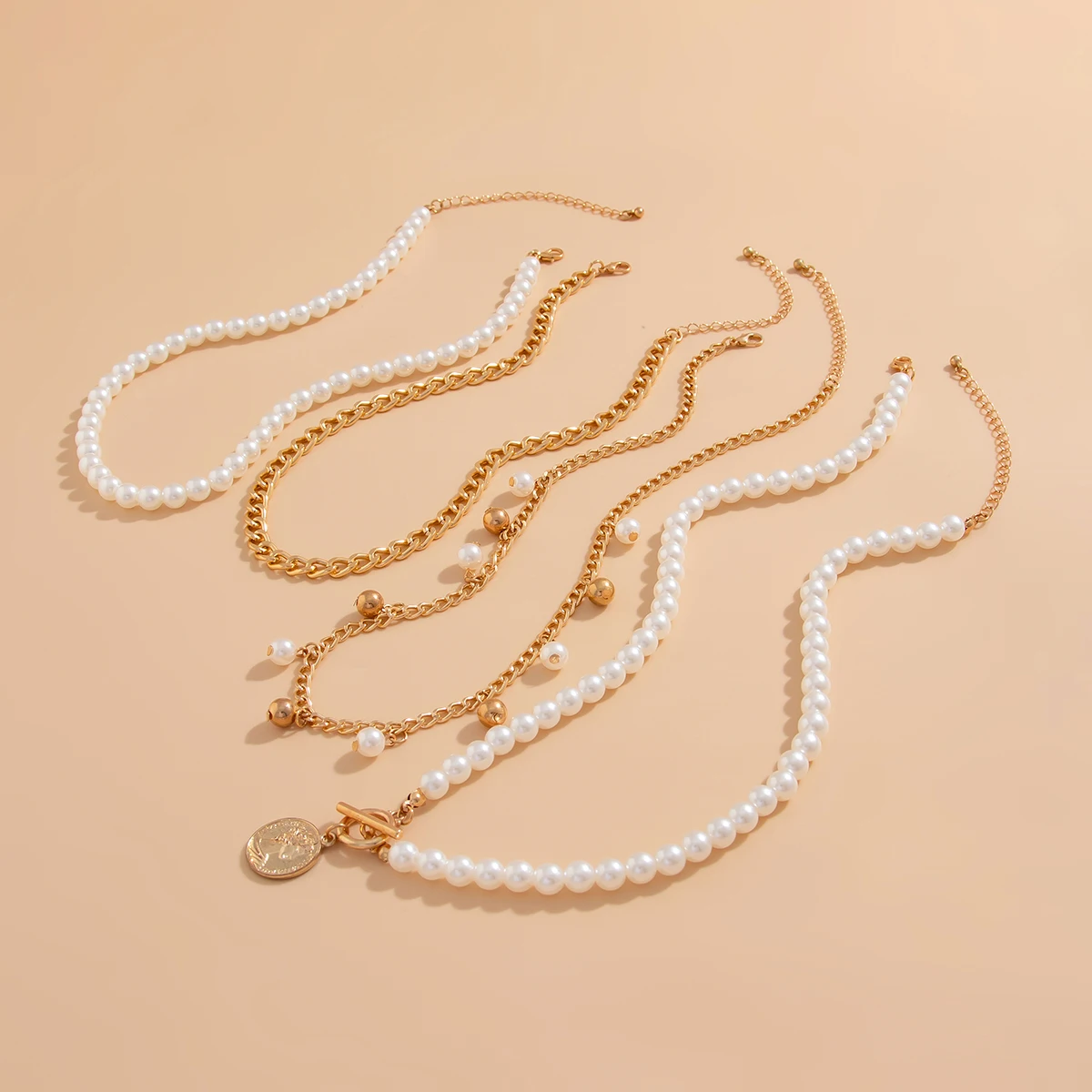 IngeSight.Z 4 шт./компл. элегантное колье-цепочка с имитацией жемчуга для женщин