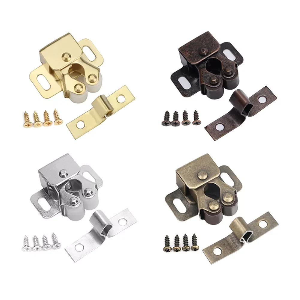 

Магниты для дверей шкафов, двойной ролик, Стопорная защелка, ближе, с винтами, оборудование для шкафа, фурнитура, фурнитура