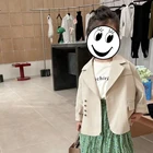 Весна 2022, Новое поступление, пальто с длинным рукавом для девочек, детские куртки, детская одежда