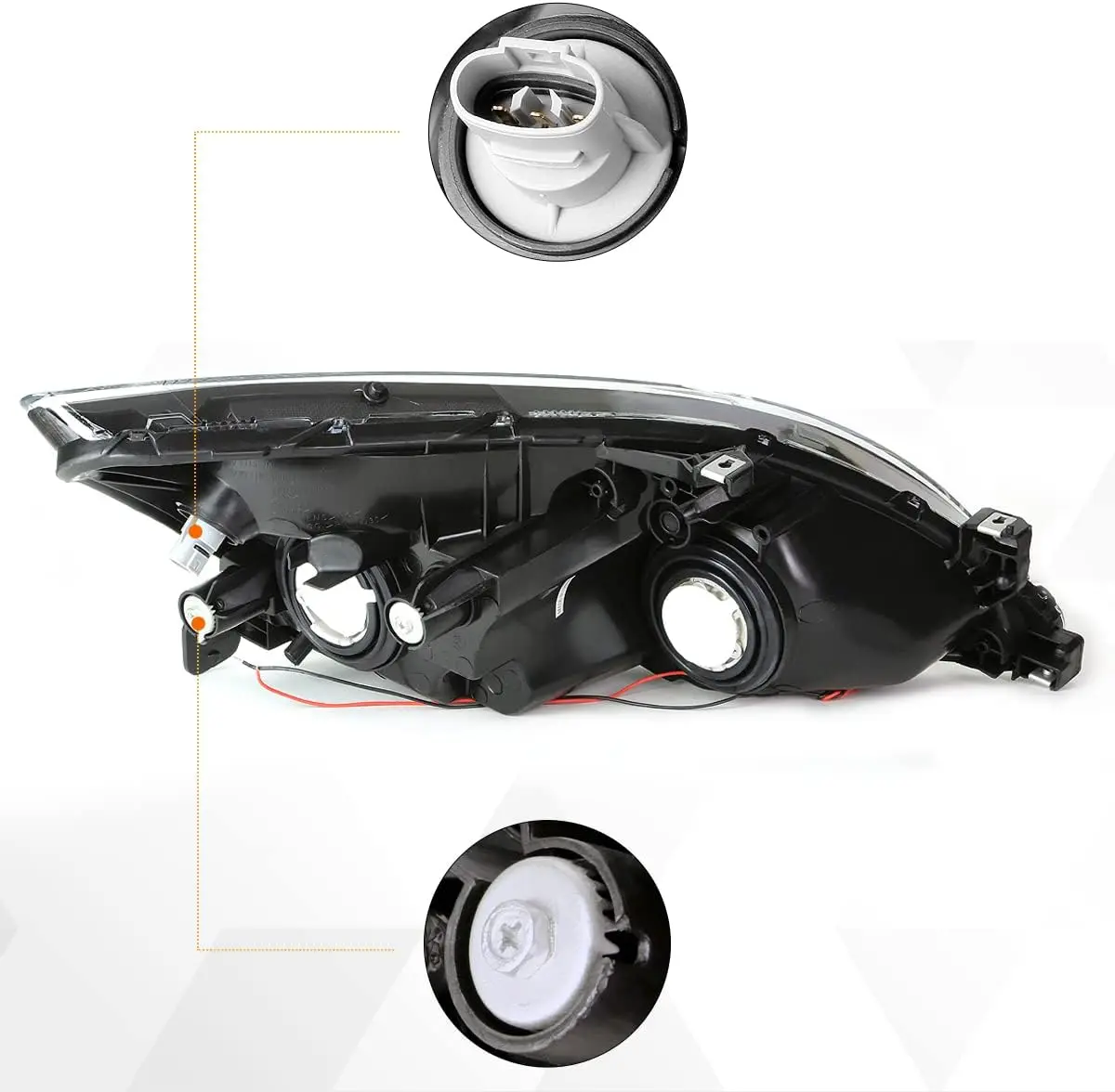 Пара светодиодных фар в сборе для Honda Accord 2003-2007 черный корпус янтарный отражатель