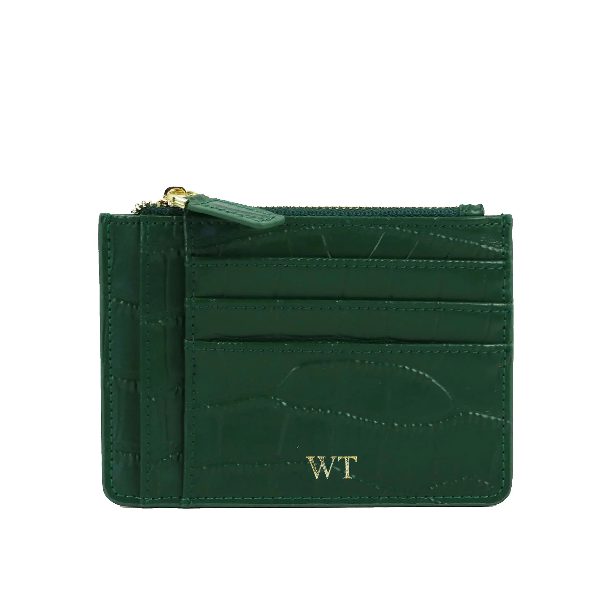 

Monogrammed Letters Men Leather Card Holder Wallet Crocodile Pattern Leather Slim Wallet Women Fashion Coin Purse Holder