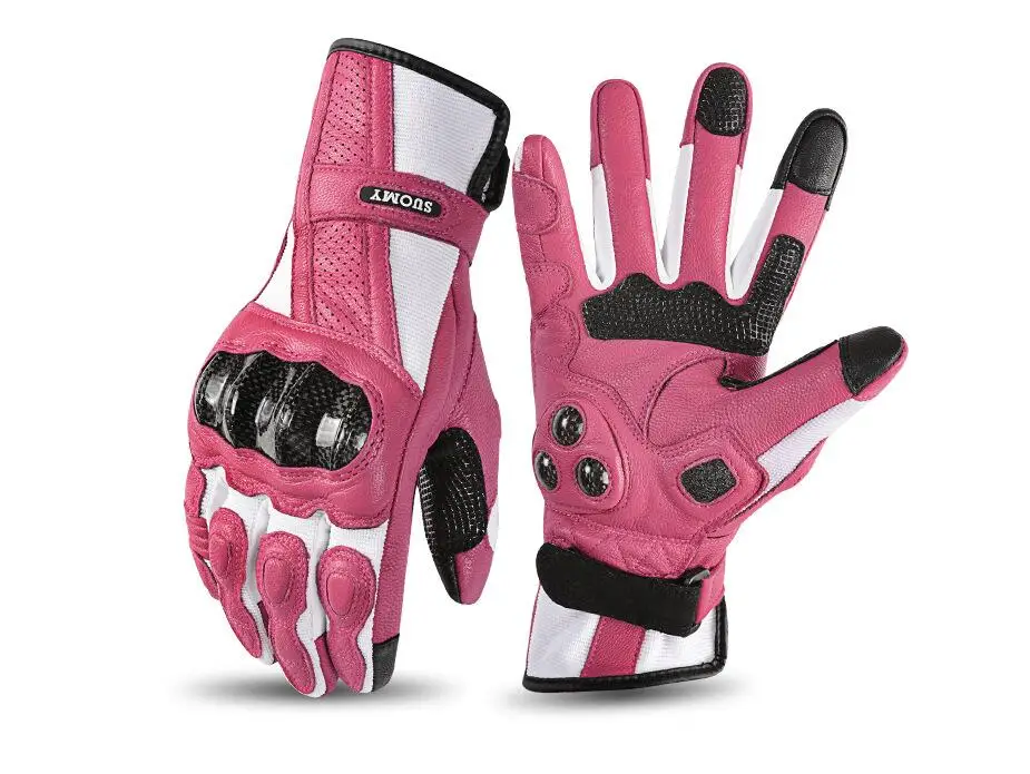 

Женские розовые Мотоциклетные Перчатки Suomy из козьей кожи, длинные женские длинные бриллиантовые перчатки для электрического велосипеда, велосипедные гоночные перчатки для мотокросса XS