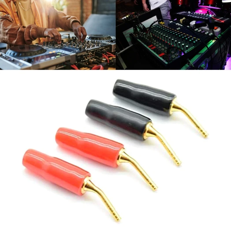 

2mm Banana Terminals Bent Pin Speaker Plugs Wiring Connector Black & Red DXAC
