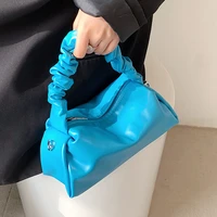 soft pu leather solid color shoulder bags for women 2022 fashion summer ladies purses and handbags crossbody bag with pleats