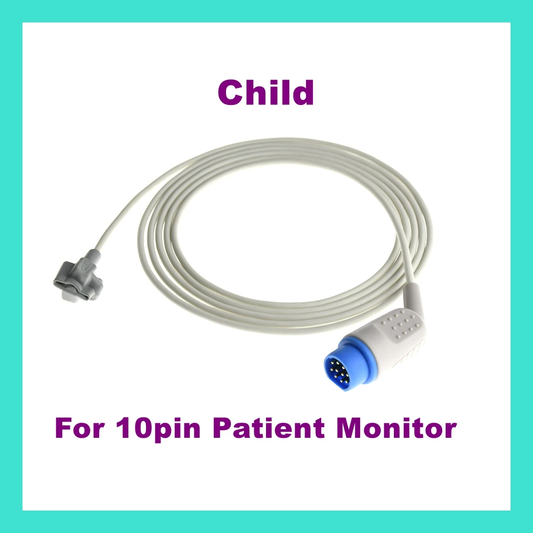 

For 10pin Patient Monitor Child Finger Clip Ear Clip Silicone Long Cable Reusable Spo2 Sensor Separated Oxygen Spo2 Sensor