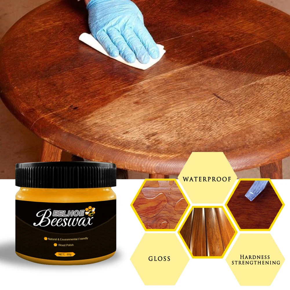 

20/40/80g Home Wood Seasoning Beewax Solid Wood Maintenance Wax Furniture Care Cleaning Polishing Renovation Beeswax With Sponge