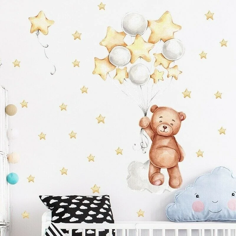 

Bear Bunny Balloon Stars Moon Wall Stickers Kids Room Living Room Vinyl Decal