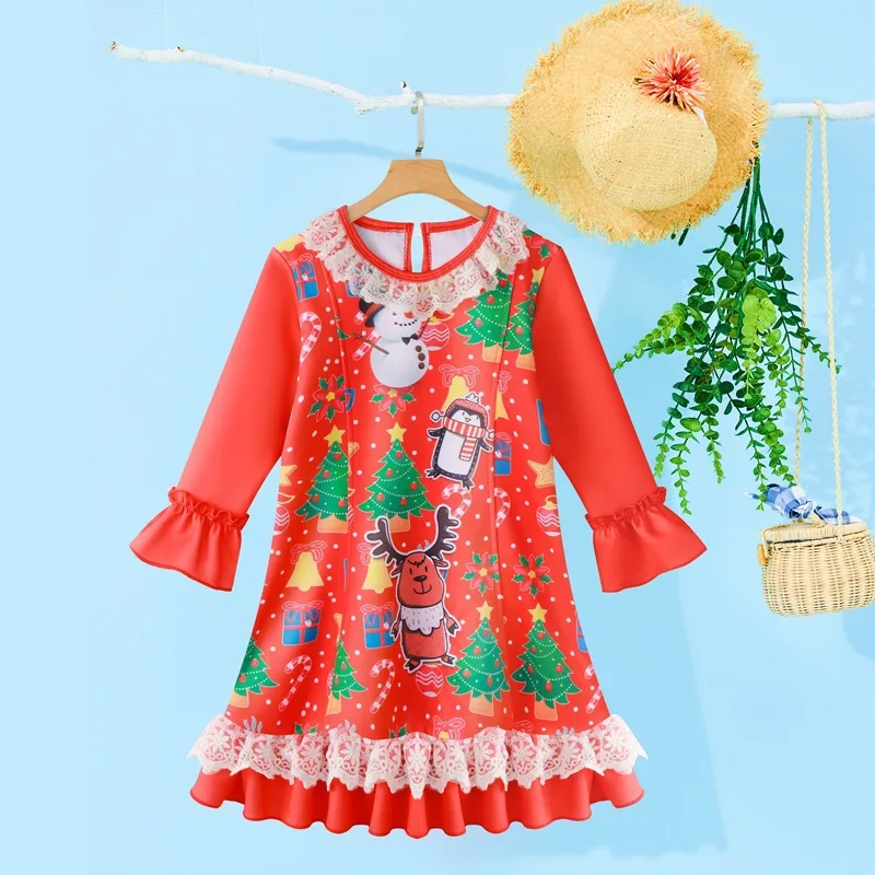 

Детское платье с длинным рукавом, с оборками